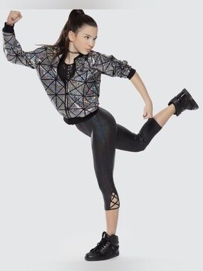 Revolution Black Sequin Front Girls Dance Leotard